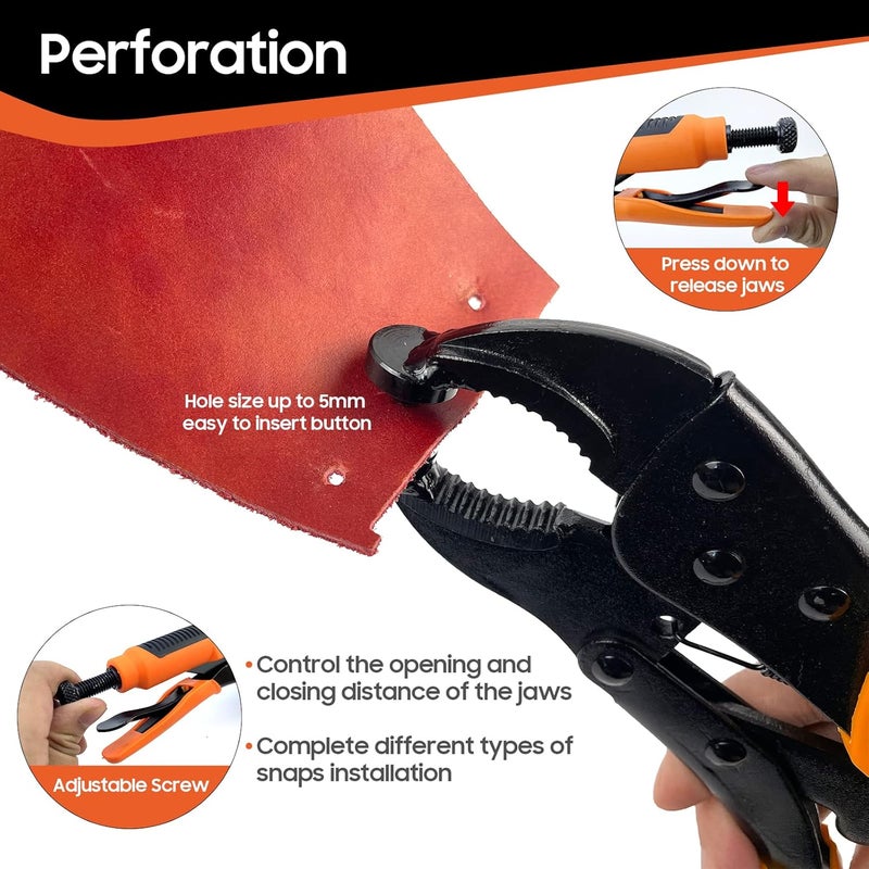 HAPDEN Heavy Duty Snap Fastener Tool kit, Punching Function, Snap Button Tool with Adjustable Setter, 15mm snap Tool with 100 Sets Boat Cover Snaps - Image 5